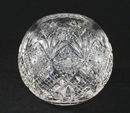 Broušené sklo - váza - koule 13,2 cm - Broušené sklo - Ostatní brus