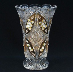 broušené sklo - váza 30,5 cm - Broušené sklo - Brus se smaltem