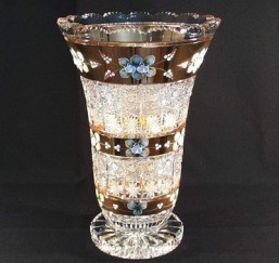 broušené sklo - váza 35,5 cm - Broušené sklo - Brus se smaltem
