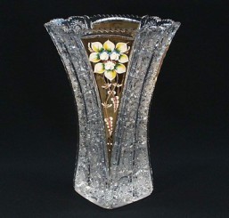 broušené sklo - váza 27,5 cm - Broušené sklo - Brus se smaltem
