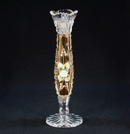 broušené sklo - váza  18 cm - Broušené sklo - Brus se smaltem