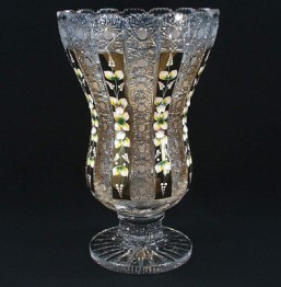 broušené sklo - váza 40,5 cm - Broušené sklo - Brus se smaltem