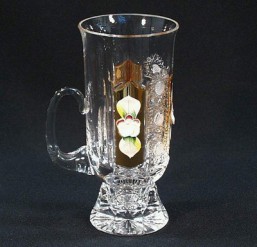 broušené sklo - sklenice - Irská káva 180 ml - Broušené sklo - Brus se smaltem
