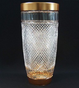 Broušené sklo -Váza 41 cm - Broušené sklo - Brus + zlato