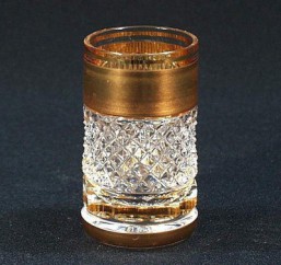 Broušené sklo - sklenice - likér  40 ml - Broušené sklo - Brus + zlato