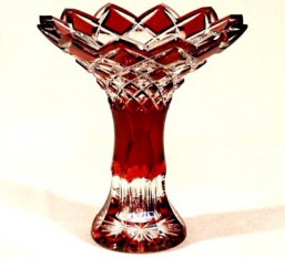 Váza-červená - Broušené sklo - Brus + přejímané barevné sklo