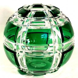Váza-koule, zelená - Broušené sklo - Brus + přejímané barevné sklo