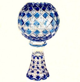 Váza-koule-L,modrá - Broušené sklo - Brus + přejímané barevné sklo