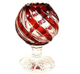 Váza-koule-L, červená - Broušené sklo - Brus + přejímané barevné sklo