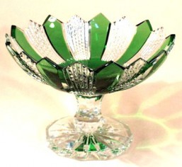Broušené sklo -Nástolec-L, zelený - Broušené sklo - Brus + přejímané barevné sklo