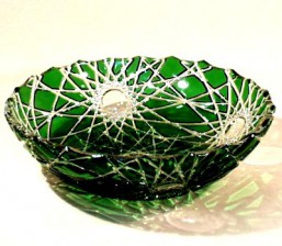 Broušené sklo - Mísa-zelená - Broušené sklo - Brus + přejímané barevné sklo