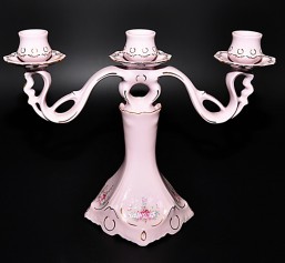 Růžový porcelán - svícen trojramenný Lenka - Růžový porcelán - svícny