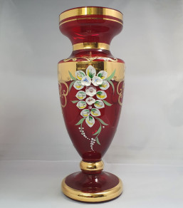 váza červená 31 cm - Sklo - Vysoký smalt