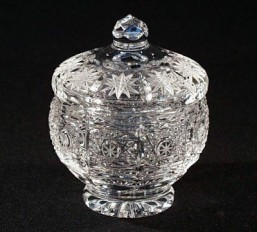 Broušené sklo - dóza výška 8 cm - Broušené sklo - Bohatý brus