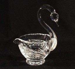 Broušené sklo -miska - labuť 11,4 cm - Broušené sklo - Bohatý brus