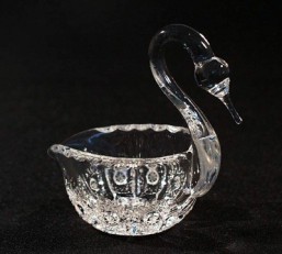 Broušené sklo -miska - labuť 8 cm - Broušené sklo - Bohatý brus