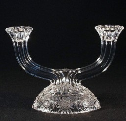 broušené sklo -svícen dvouramenný 19,5 cm - Broušené sklo - Bohatý brus