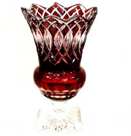 Broušené sklo -Váza-červená - Broušené sklo - Brus + přejímané barevné sklo