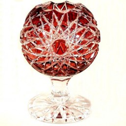 Váza-koule-L, červená - Broušené sklo - Brus + přejímané barevné sklo