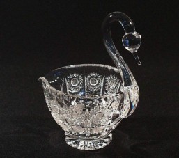 Broušené sklo -miska - labuť 11,4 cm - Broušené sklo - Bohatý brus